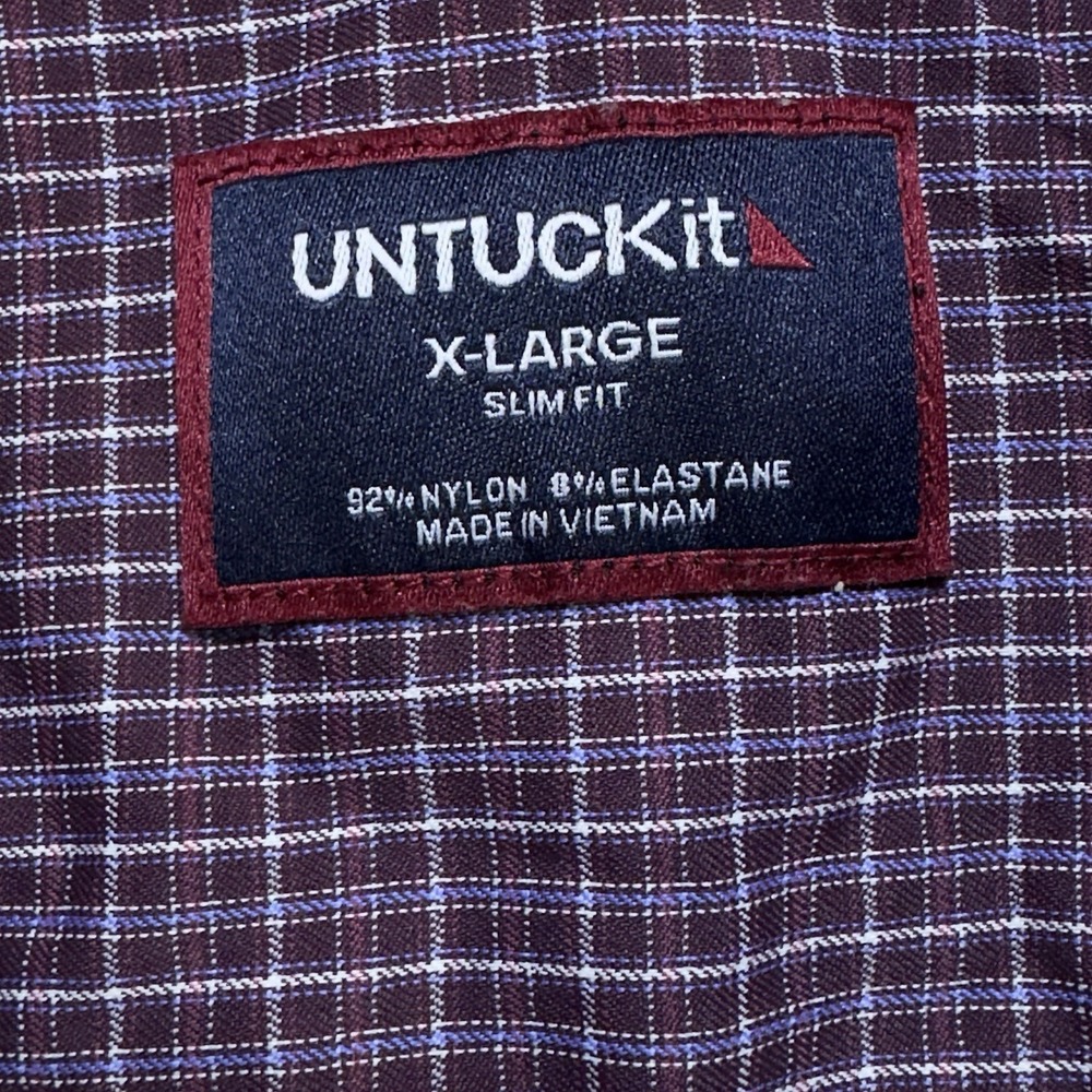 UNTUCKit Slim Fit Plaid Long Sleeve Button Down Shirt Men's XL Nylon Casual - Picture 11 of 11